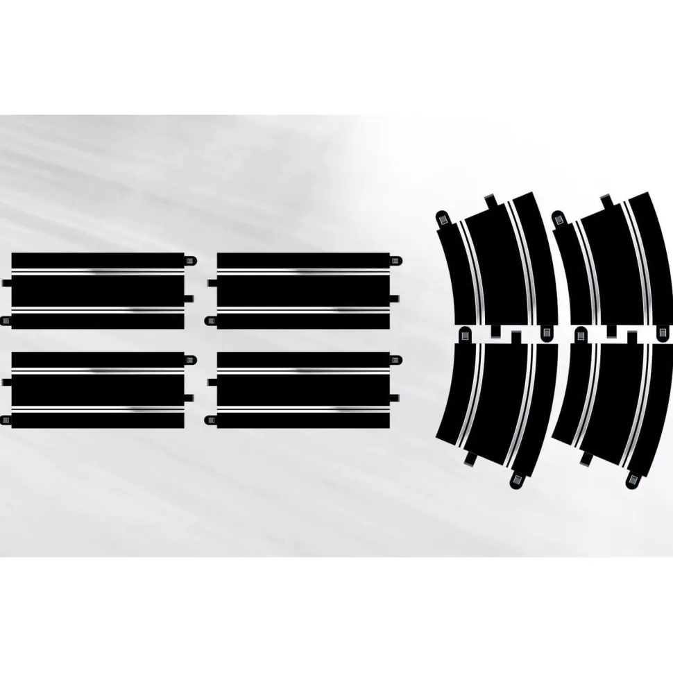 Pack extension de circuit de voiture n°7 : Rails droits x4 et Rails Courbes x4 - Scalextric