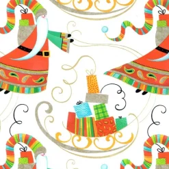 Papier cadeau largeur 50 cm : Père Noël et son traîneau - Beaumont