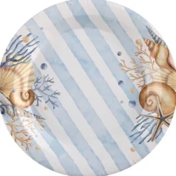 Paquet de 10 Assiettes Coquillages 22,5cm - RueDeLaFete