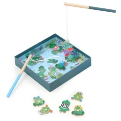 Pêche à la ligne magnétique en bois : Les grenouilles - Vilac