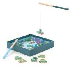 Pêche à la ligne magnétique en bois : Les grenouilles - Vilac