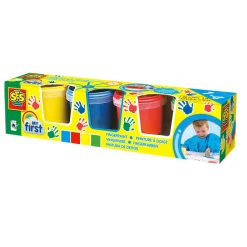Peinture à doigts My first : 4 pots de 150 ml : Couleurs primaires - SES Creative