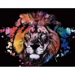 Peinture à gratter : Lion coloré - Figured'Art