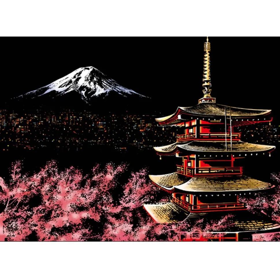 Peinture à gratter : Mont Fuji au Japon - Figured'Art