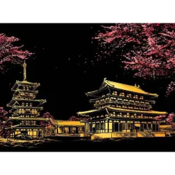 Peinture à gratter : Temple Yakushiji au Japon - Figured'Art