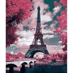 Peinture au numéro : Tour Eiffel au Printemps - sans châssis en bois - Figured'Art