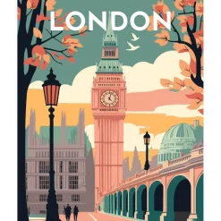 Peinture au numéro : Affiche Vintage Londres 2 - sans châssis en bois - Figured'Art