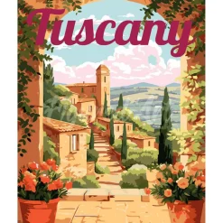 Peinture au numéro : Affiche de voyage Toscane en fleurs - sans châssis en bois - Figured'Art