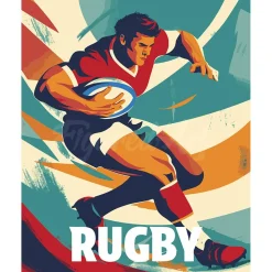 Peinture au numéro : Affiche sportive Rugby - toile tendue sur châssis - Figured'Art
