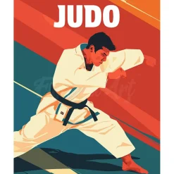 Peinture au numéro : Affiche sportive Judo - toile tendue sur châssis - Figured'Art