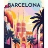 Peinture au numéro : Affiche Vintage Barcelone - toile tendue sur châssis - Figured'Art