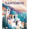 Peinture au numéro : Affiche Vintage Santorin - sans châssis en bois - Figured'Art