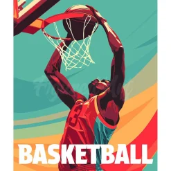 Peinture au numéro : Affiche sportive Basket - toile tendue sur châssis - Figured'Art