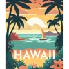 Peinture au numéro : Affiche Vintage Hawaii - toile tendue sur châssis - Figured'Art