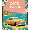 Peinture au numéro : Affiche Vintage Côte d'Azur - sans châssis en bois - Figured'Art