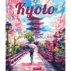 Peinture au numéro : Affiche de voyage Kyoto en fleurs - sans châssis en bois - Figured'Art