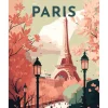 Peinture au numéro : Affiche Vintage Paris 2 - toile tendue sur châssis - Figured'Art