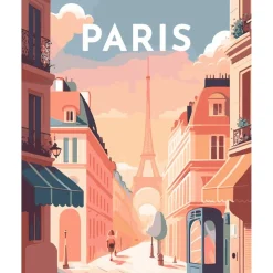 Peinture au numéro : Affiche Vintage Paris - sans châssis en bois - Figured'Art