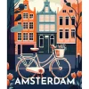 Peinture au numéro : Affiche Vintage Amsterdam - sans châssis en bois - Figured'Art