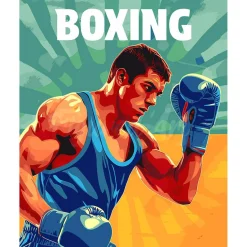 Peinture au numéro : Affiche sportive Boxe - sans châssis en bois - Figured'Art