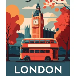 Peinture au numéro : Affiche Vintage Londres - toile tendue sur châssis - Figured'Art