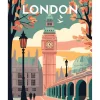 Peinture au numéro : Affiche Vintage Londres 2 - toile tendue sur châssis - Figured'Art