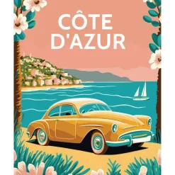 Peinture au numéro : Affiche Vintage Côte d'Azur - toile tendue sur châssis - Figured'Art