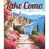 Peinture au numéro : Affiche de voyage lac de Côme en fleurs - toile tendue sur châssis - Figured'Art