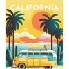Peinture au numéro : Affiche Vintage Californie - sans châssis en bois - Figured'Art