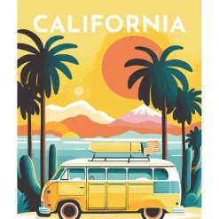 Peinture au numéro : Affiche Vintage Californie - sans châssis en bois - Figured'Art