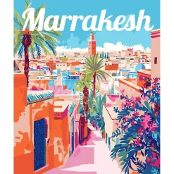 Peinture au numéro : Affiche de voyage Marrakech - sans châssis en bois - Figured'Art