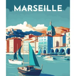Peinture au numéro : Affiche Vintage Marseille - sans châssis en bois - Figured'Art