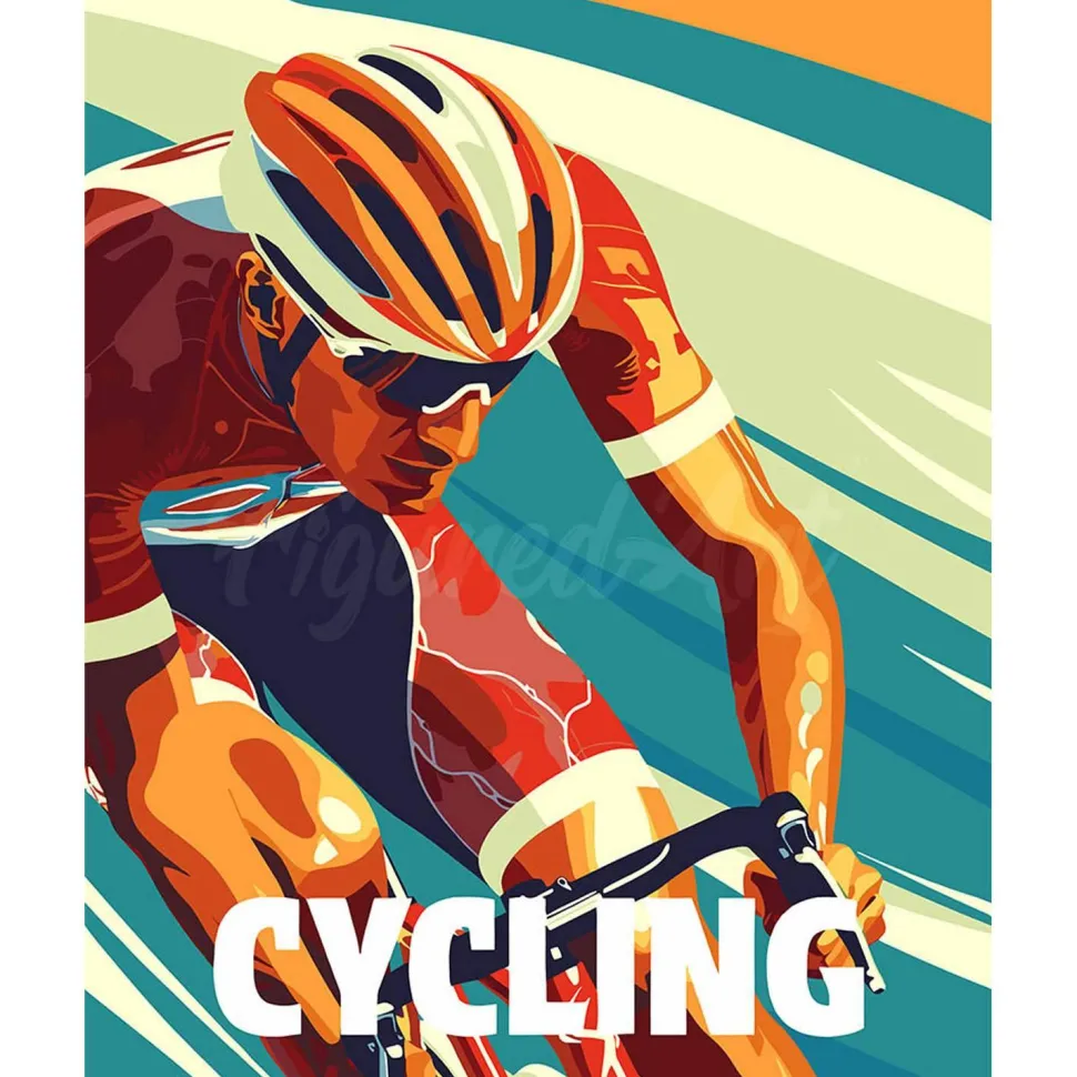 Peinture au numéro : Affiche sportive Cyclisme - sans châssis en bois - Figured'Art
