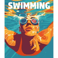 Peinture au numéro : Affiche sportive Natation - toile tendue sur châssis - Figured'Art