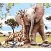 Peinture au numéro : Amis Eléphant & Girafe - sans châssis en bois - Figured'Art