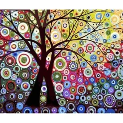 Peinture au numéro : Arbre effet vitrail - toile tendue sur châssis - Figured'Art