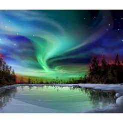 Peinture au numéro : Aurore boréale - sans châssis en bois - Figured'Art