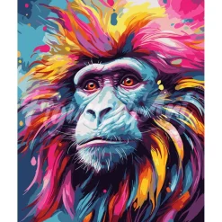 Peinture au numéro : Babouin Coloré Abstrait - toile tendue sur châssis - Figured'Art
