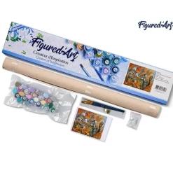 Peinture au numéro : Barque et lac de montagne - sans châssis en bois - Figured'Art