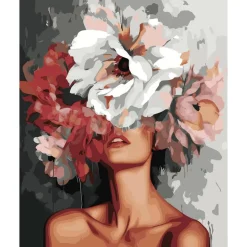 Peinture au numéro : Beauté derrière les fleurs - toile tendue sur châssis - Figured'Art