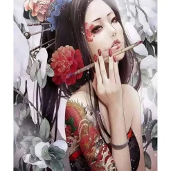 Peinture au numéro : Belle asiatique - sans châssis en bois - Figured'Art