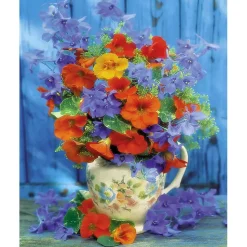Peinture au numéro : Bouquet orange et violet - toile tendue sur châssis - Figured'Art