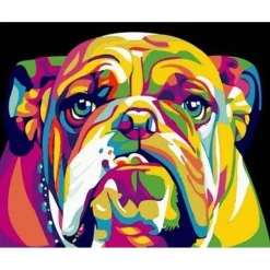 Peinture au numéro : Bulldog Pop Art - toile tendue sur châssis - Figured'Art