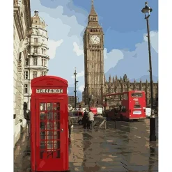 Peinture au numéro : Cabine téléphonique à Londres - sans châssis en bois - Figured'Art