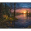 Peinture au numéro : Camping au bord du lac - sans châssis en bois - Figured'Art