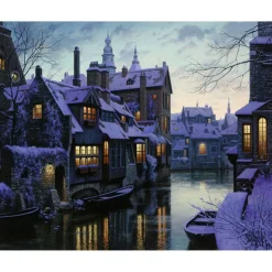Peinture au numéro : Canaux au crepuscule - toile tendue sur châssis - Figured'Art