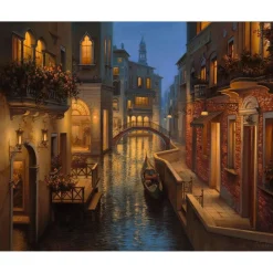 Peinture au numéro : Canaux flamboyants - toile tendue sur châssis - Figured'Art