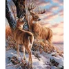 Peinture au numéro : Cerfs en Hiver - sans châssis en bois - Figured'Art