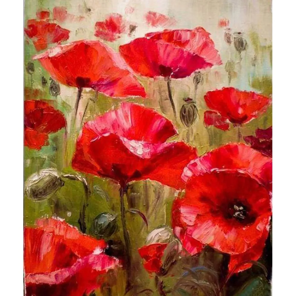 Peinture au numéro : Champ de Coquelicots - sans châssis en bois - Figured'Art