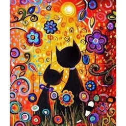 Peinture au numéro : Chats Cartoon - sans châssis en bois - Figured'Art